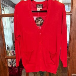 Rochelle California Vintage Red V-Neck Button Front Cardigan Sweater XS RN 45774